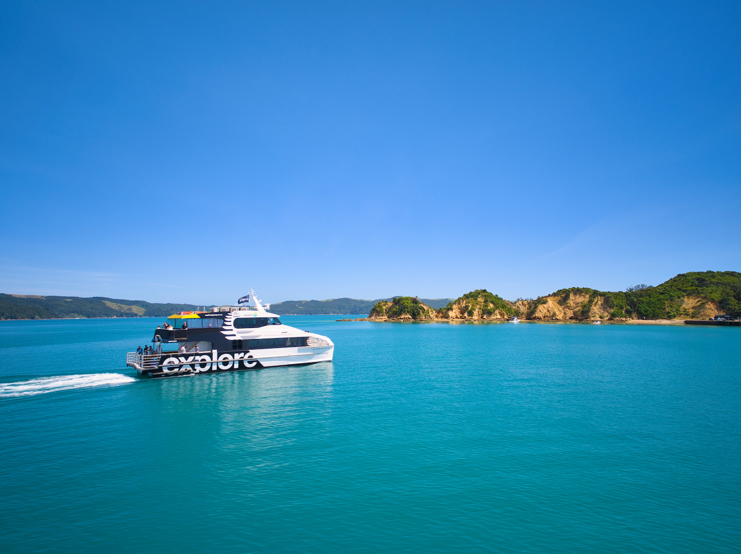 Ferry sails across the ocean in Auckland