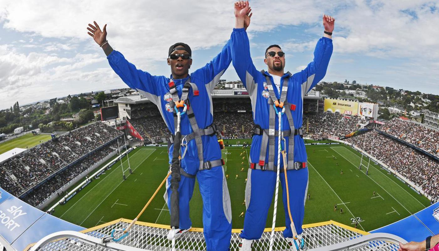 Score a photo as you hang out 34 metres above the Eden Park hallowed turf